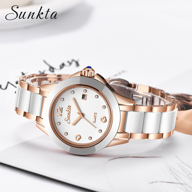 Sunkta Fashion Women's Watch Rose Gold Women's Watch Creative Waterproof Quartz Women's Watch - Emete store