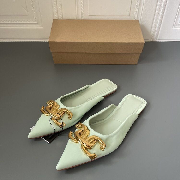 Best Online Shop in Australia - Buttoned Flat Half-Slip Sandals - Emete store