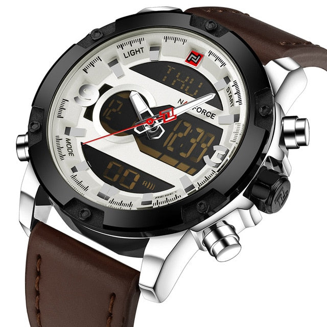 NAVIFORCE Luxury Brand Men Analog Digital Leather Sports Watches Men's Army Military Watch Man Quartz Clock Relogio Masculino - Emete store