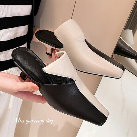 Best Online Shop in Australia - Sheepskin Cat Heel Square Sandals - Emete store