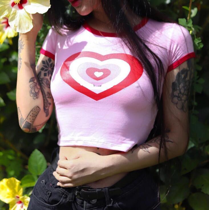 Best Online Shop in Australia - Summer Love heart Print Short Sleeve T-Shirt - Emete store