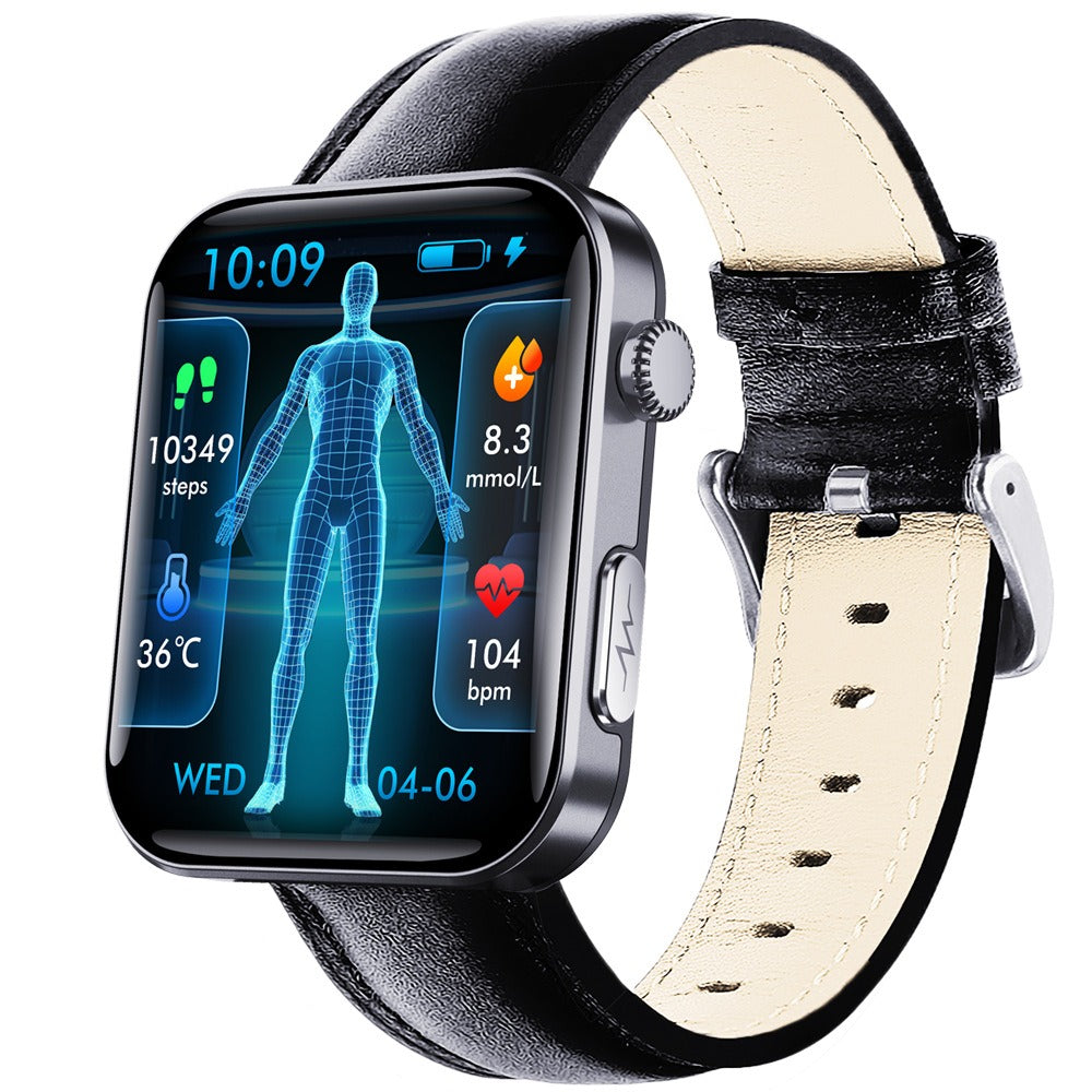 F300 smartwatch ECG electrocardiogram monitoring SOS fall alarm blood glucose and blood pressure watch HRV report - Emete store