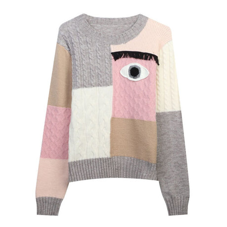 Best Online Shop in Australia - Women’s Round Neck Patchwork Sweater - Emete store