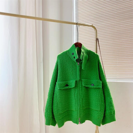 Best Online Shop in Australia - Retro Thick Knit Zipper Cardigan - Emete store