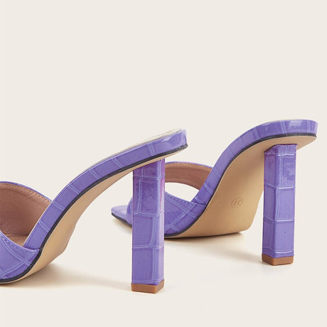 Best Online Shop in Australia - Purple Snake Print Heels Slides - Emete store