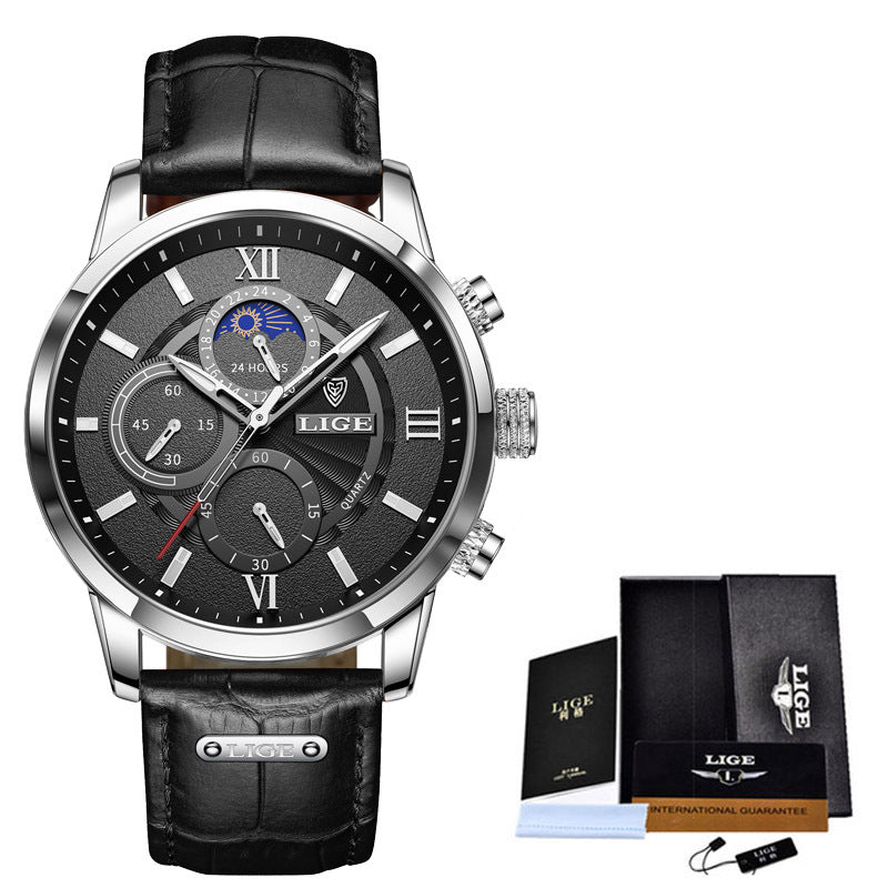Lige New Quartz Watch Quartz Multifunction Chronograph Waterproof Watch - Emete store