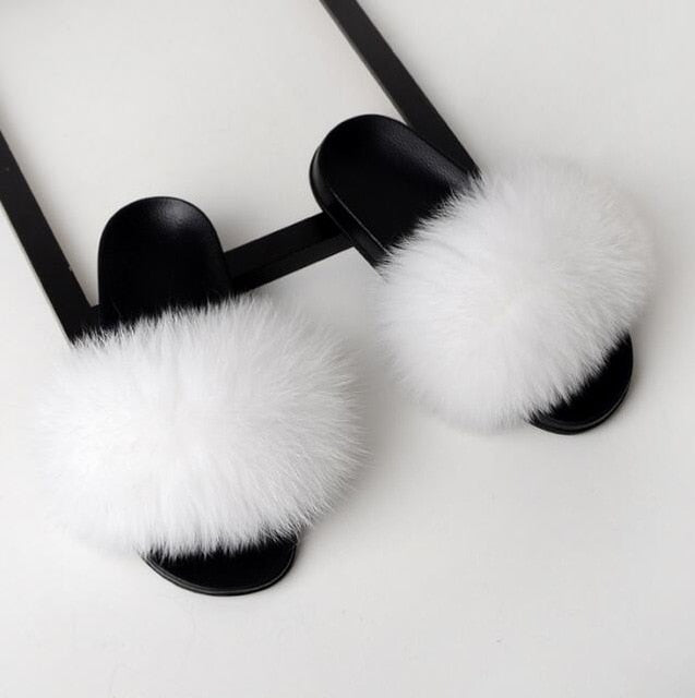 Best Online Shop in Australia - Real Fox Fur Non-slip Slides - Emete store