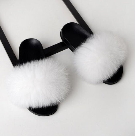 Best Online Shop in Australia - Real Fox Fur Non-slip Slides - Emete store
