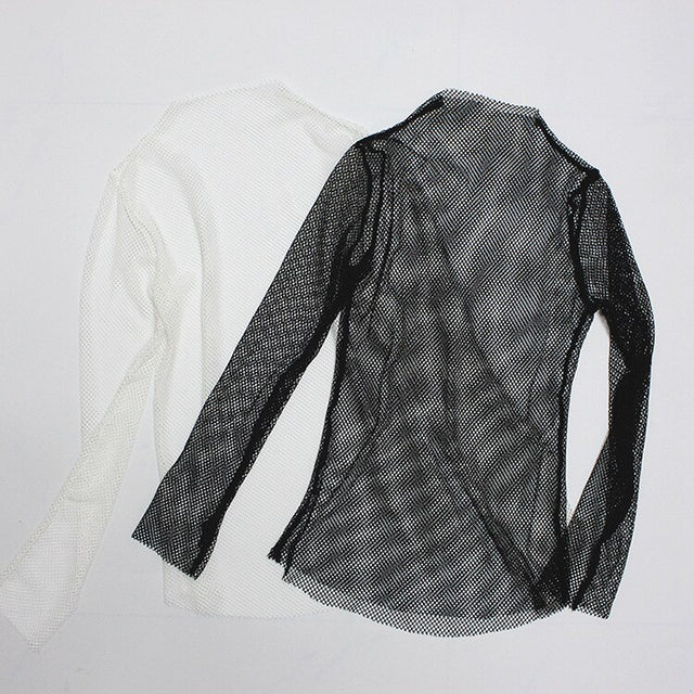 Best Online Shop in Australia - Fishnet Mesh See-through Black shirt - Emete store