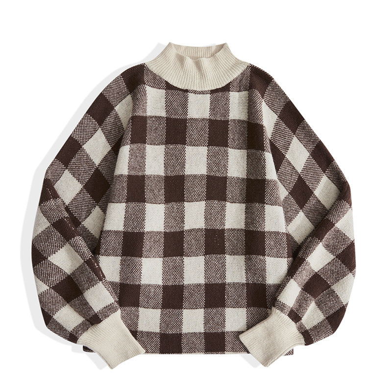 Best Online Shop in Australia - Asian Size Plaid Half-Collar Sweater - Emete store
