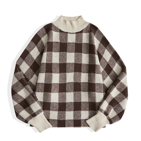 Best Online Shop in Australia - Asian Size Plaid Half-Collar Sweater - Emete store