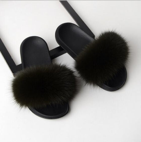 Best Online Shop in Australia - Real Fox Fur Non-slip Slides - Emete store