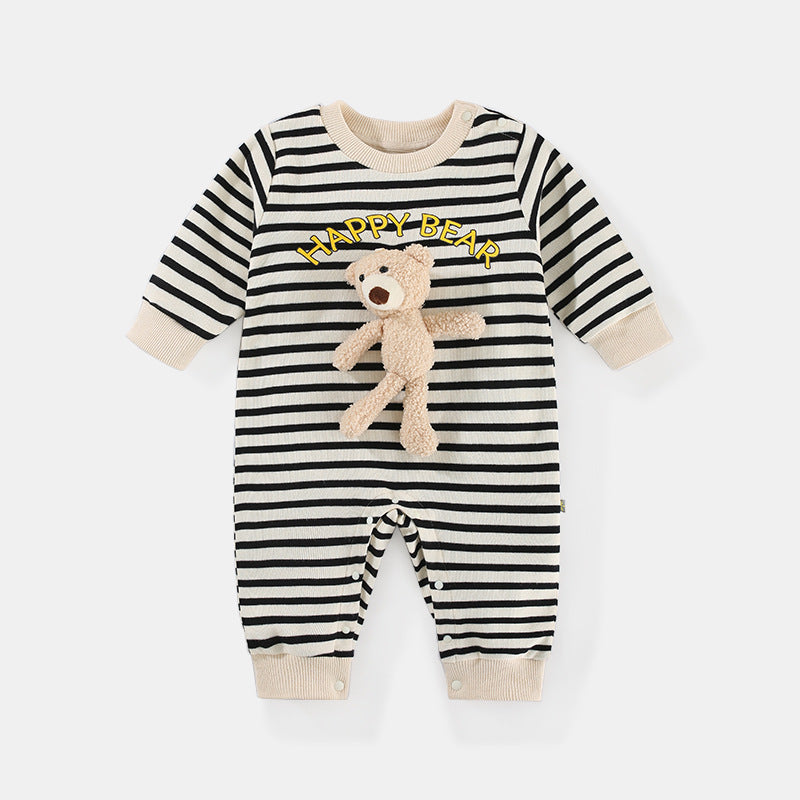 Best Online Shop in Australia - Baby Striped Bear Jumpsuit Romper - Emete store