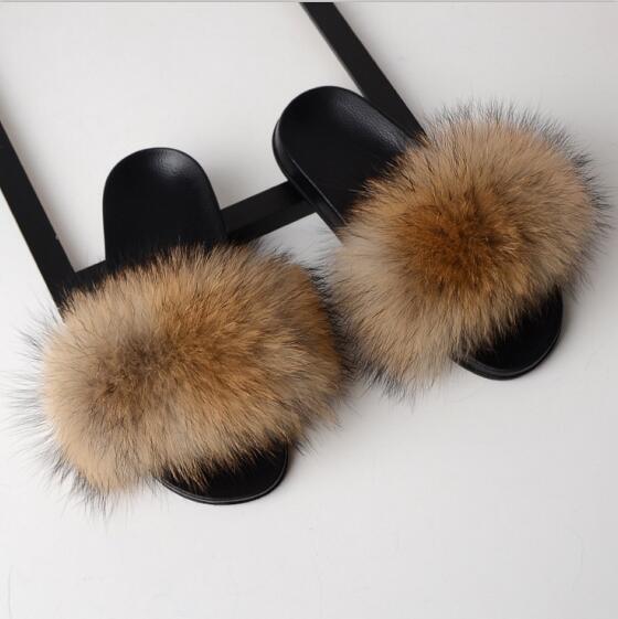 Best Online Shop in Australia - Real Fox Fur Non-slip Slides - Emete store