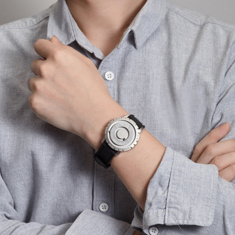 EUTOUR Magnetic Ball Men's Personality Creative Watch Tide Black Technology Cool Concept Frameless Design Watch - Emete store