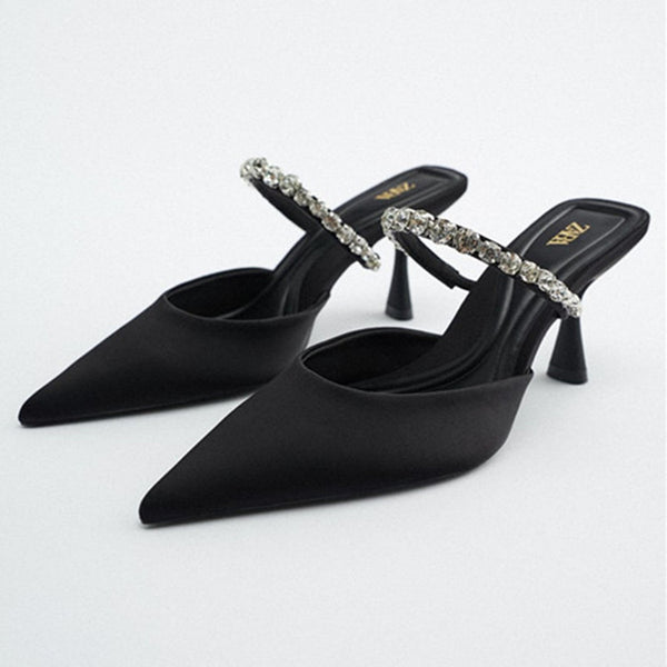 Rhinestone Suede Pointed Slippers for Women eprolo