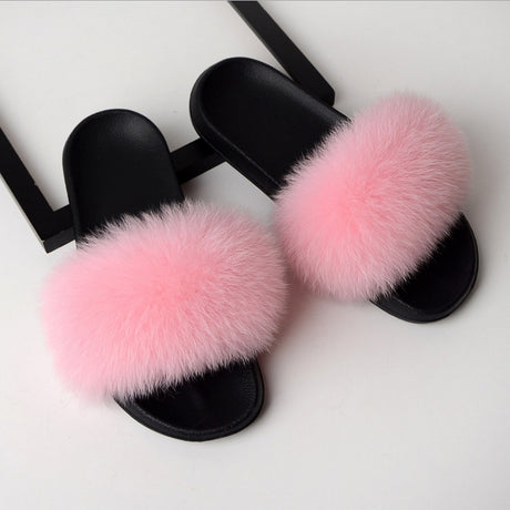 Best Online Shop in Australia - Real Fox Fur Non-slip Slides - Emete store