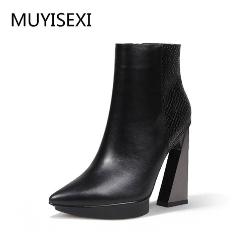 Best Online Shop in Australia - Women’s Leather Pointed Boots - Emete store