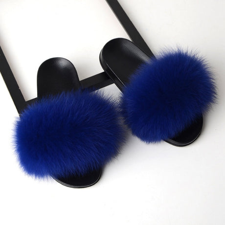 Best Online Shop in Australia - Real Fox Fur Non-slip Slides - Emete store