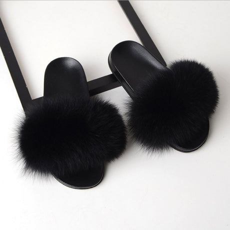 Best Online Shop in Australia - Real Fox Fur Non-slip Slides - Emete store