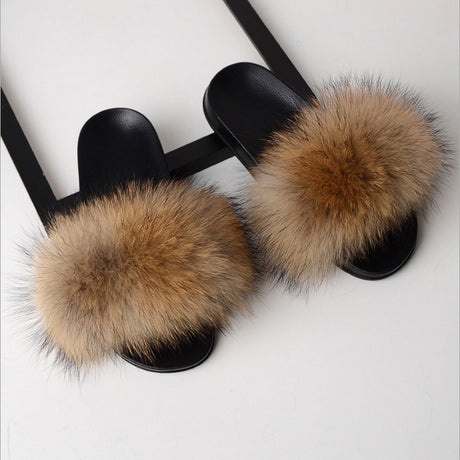 Best Online Shop in Australia - Real Fox Fur Non-slip Slides - Emete store