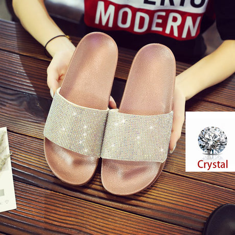 Best Online Shop in Australia - Crystal Bling Summer Slides - Emete store