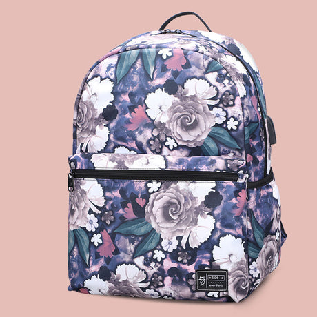 Best Online Shop in Australia - Peony Print USB School Backpack - Emete store
