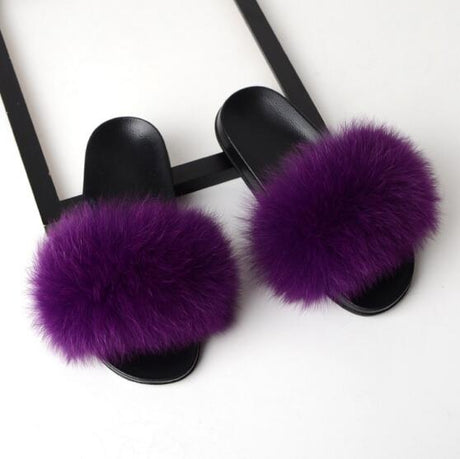 Best Online Shop in Australia - Real Fox Fur Non-slip Slides - Emete store
