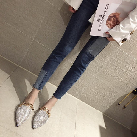 Best Online Shop in Australia - Half Trailer Rhinestone Flats - Emete store