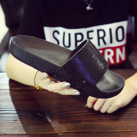 Best Online Shop in Australia - Crystal Bling Summer Slides - Emete store