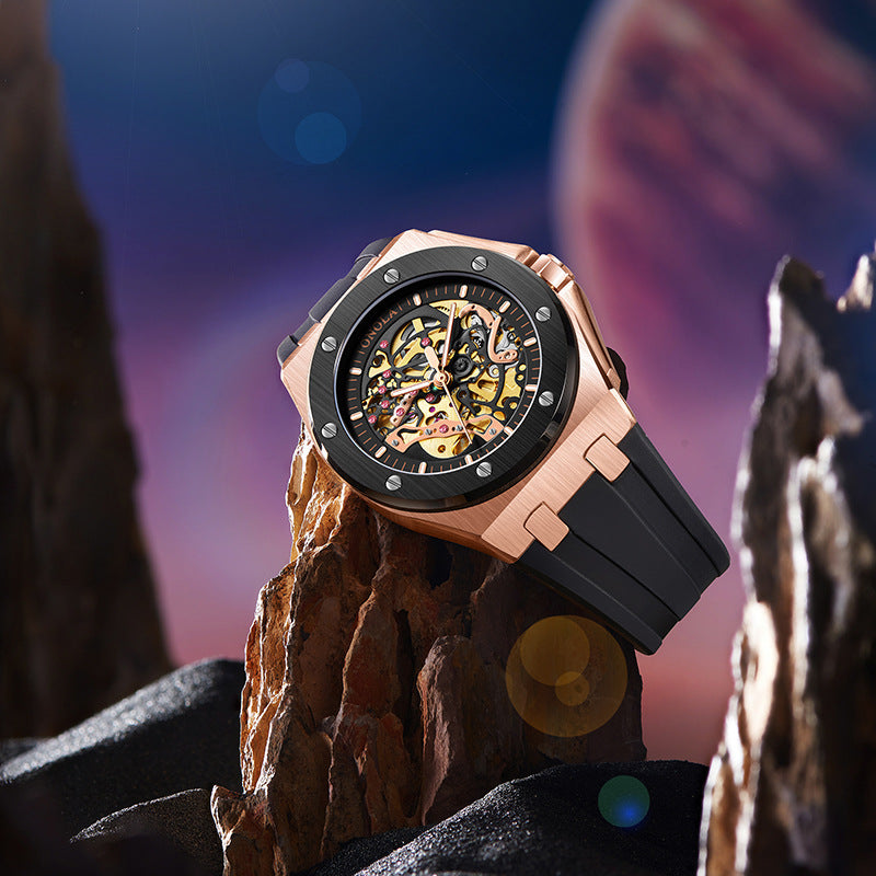 Fully automatic mechanical watch for men fashionable multi-color silicone tape waterproof watch - Emete store