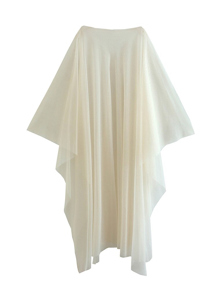 Best Online Shop in Australia - Boat Neck Semi-Sheer Cape Coat - Emete store