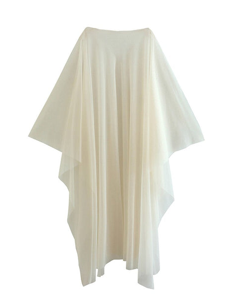Best Online Shop in Australia - Boat Neck Semi-Sheer Cape Coat - Emete store