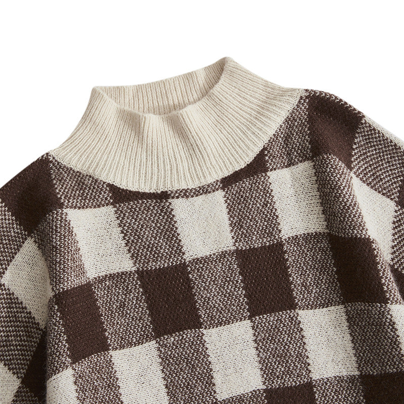 Best Online Shop in Australia - Asian Size Plaid Half-Collar Sweater - Emete store