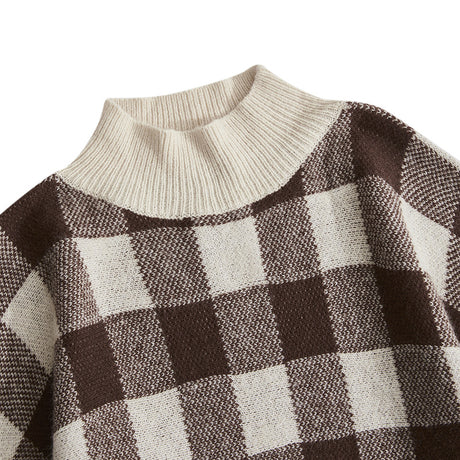 Best Online Shop in Australia - Asian Size Plaid Half-Collar Sweater - Emete store
