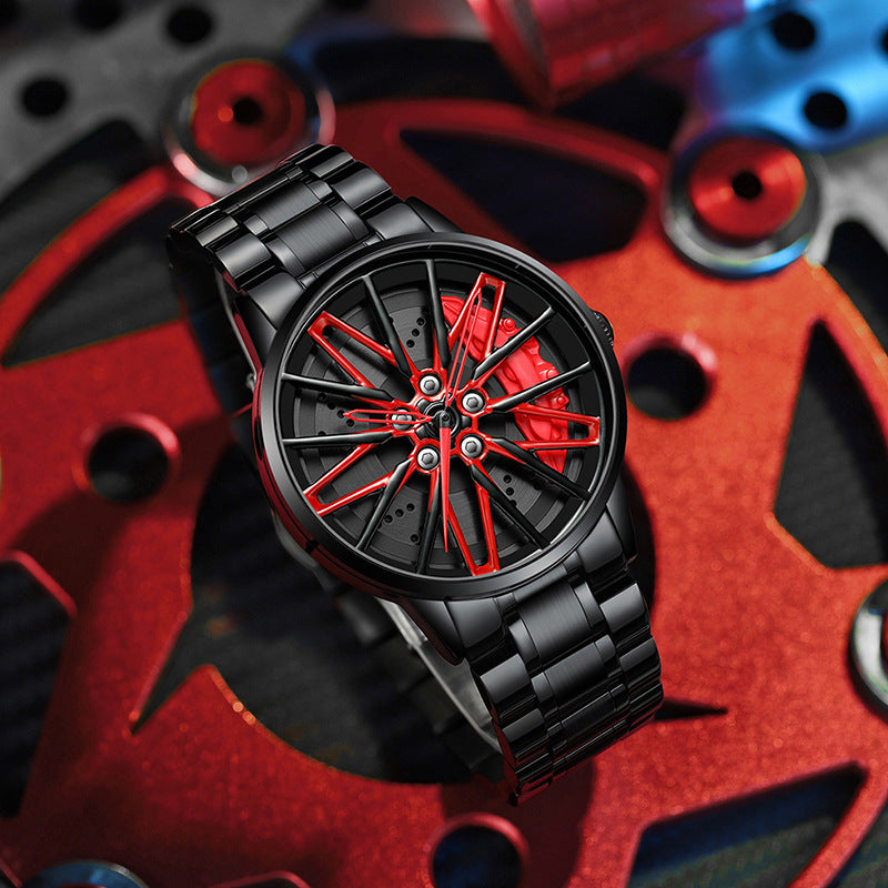 New Top Brand Luxury Mens Watches Stainless Steel Car Wheel Hub Quartz Watch For Men Military Sport Watch Relogio Masculino - Emete store