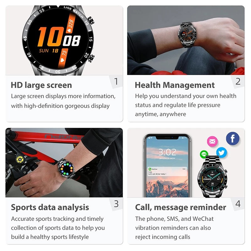 Multifunctional Smart Watch Bluetooth Call Pedometer Blood Pressure Heart Rate Detection Waterproof Watch - Emete store