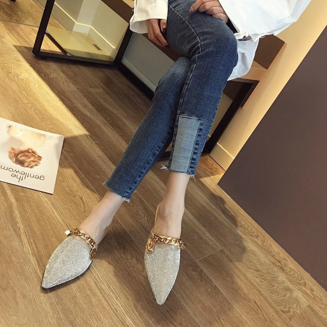 Best Online Shop in Australia - Half Trailer Rhinestone Flats - Emete store