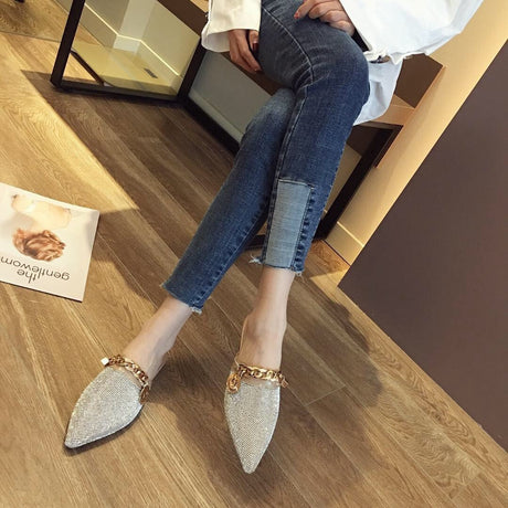Best Online Shop in Australia - Half Trailer Rhinestone Flats - Emete store