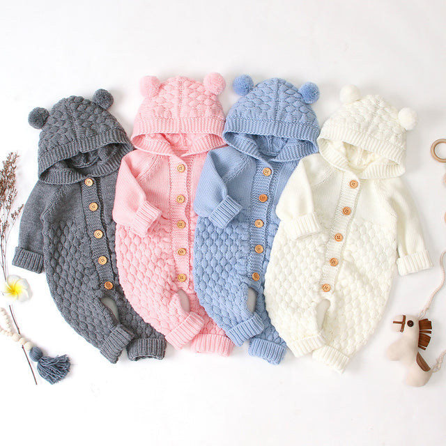 Best Online Shop in Australia - Fur Ball Hooded Knit Jumpsuit - Emete store
