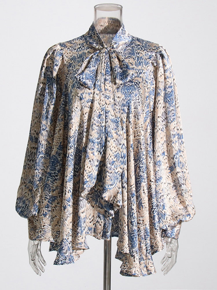Best Online Shop in Australia - Bowknot Collar Lantern Loose Shirt - Emete store