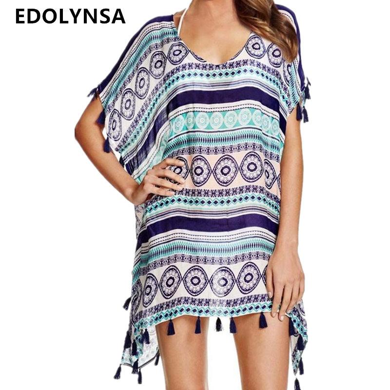 Best Online Shop in Australia - Tassel Print Chiffon Cover-Up - Emete store