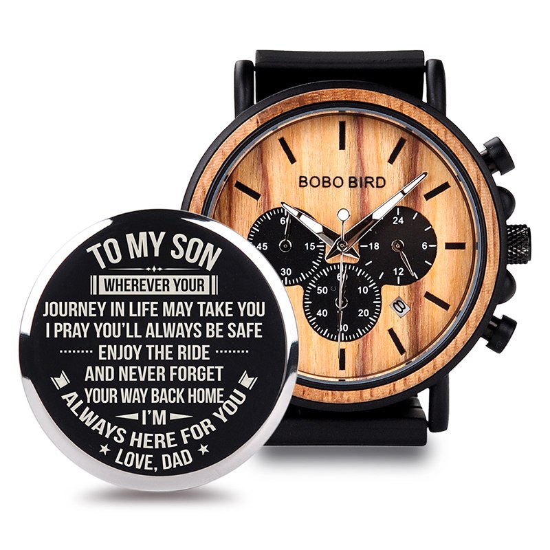 Men Watch Engrave Personal Engraving free Family Birthday Gift for Son Dad Husband Quartz Wristwatches Male Wristwatch Logo - Emete store