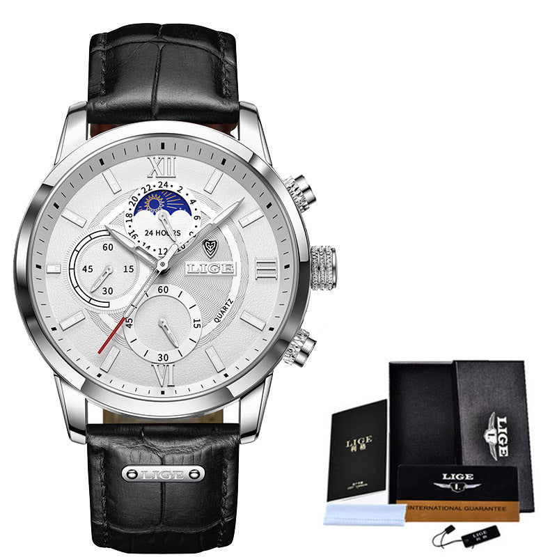 Lige New Quartz Watch Quartz Multifunction Chronograph Waterproof Watch - Emete store