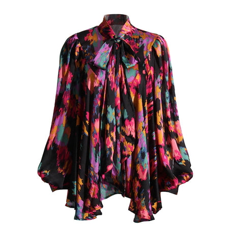 Best Online Shop in Australia - Bowknot Collar Lantern Loose Shirt - Emete store