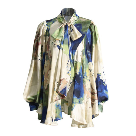 Best Online Shop in Australia - Bowknot Collar Lantern Loose Shirt - Emete store