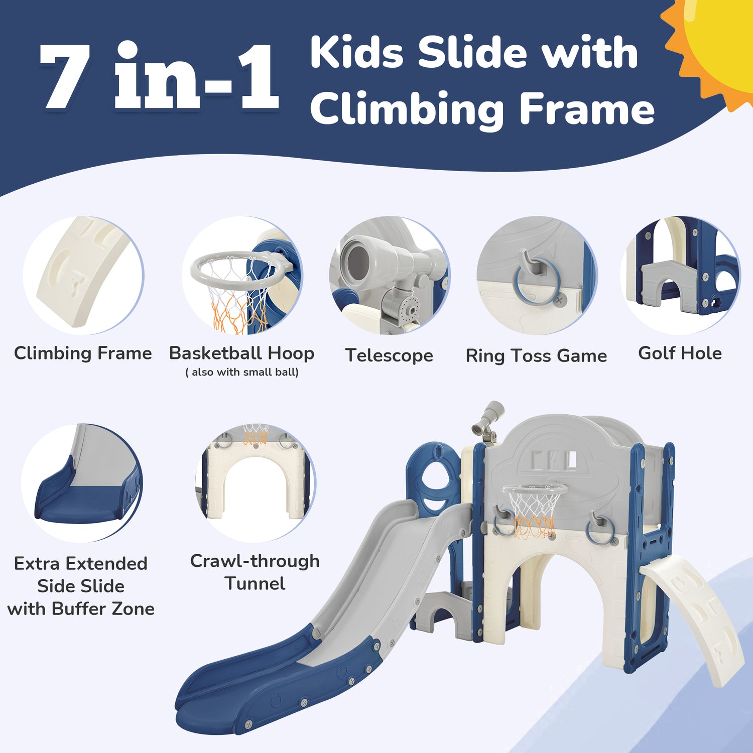 Best Online Shop in Australia - 7-in-1 Kids Space Slide Set - Emete store