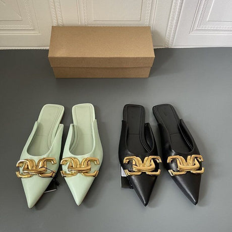 Best Online Shop in Australia - Buttoned Flat Half-Slip Sandals - Emete store