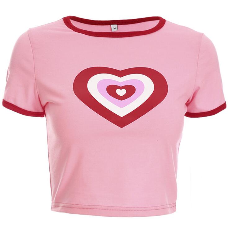 Best Online Shop in Australia - Summer Love heart Print Short Sleeve T-Shirt - Emete store