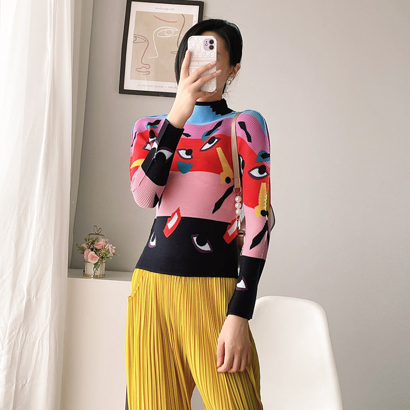 Best Online Shop in Australia - Slim High Neck Pleated Top - Emete store